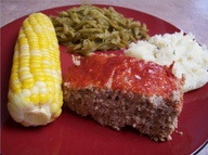 Turkey meatloaf with corn, greenbeans & rice