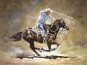 Cowboy roping at rodeo