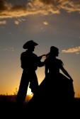 Cowboy couple dance silhouette