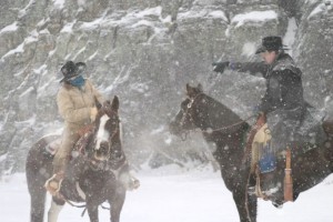 Cowboy Christmas in blizzard