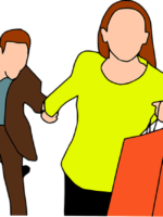 Woman shopping with husband