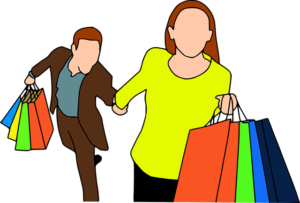 Woman shopping with husband